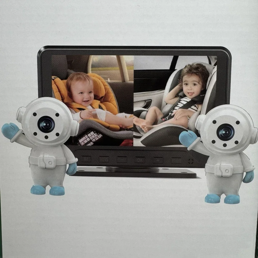GROWNSY Dual Car Camera Baby Monitor, 7